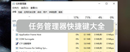 Win10任務管理器的快捷鍵有哪些？Win10任務管理器的快捷鍵大全