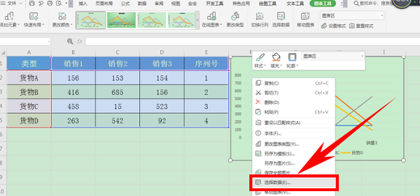 WPS中Excel圖表修改橫坐標的方法