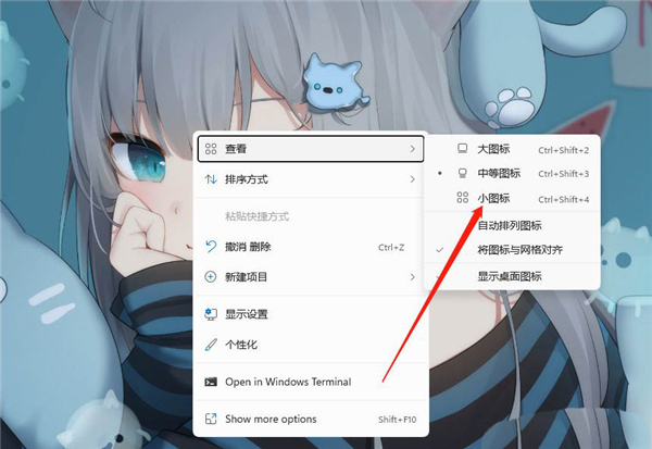 Win11怎么設置桌面軟件小圖標？Win11設置桌面軟件小圖標教程