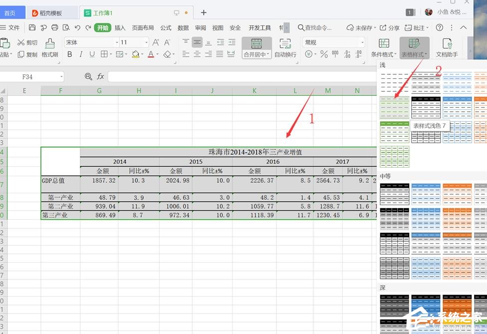 wps表格怎么設置僅套用表格樣式？