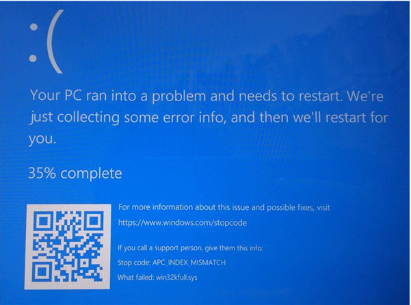 Win10更新后打印機藍屏APC_INDEX_MISMATCH怎么辦？