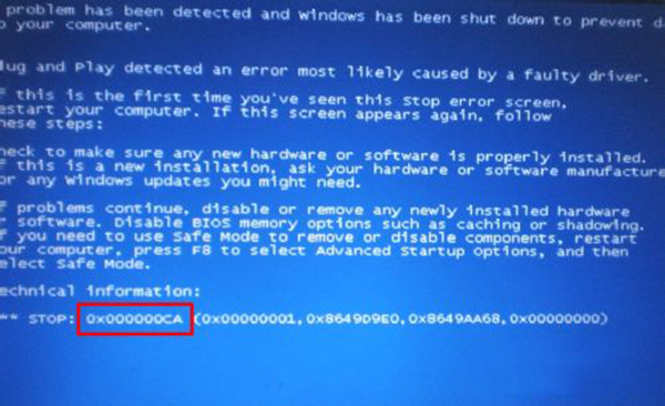 Win7系統藍屏提示0x000000CA錯誤代碼怎么辦？