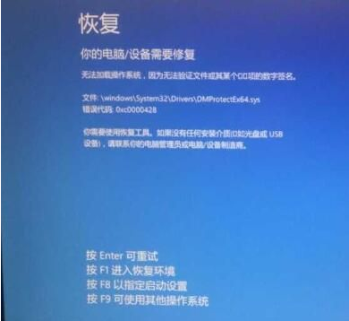Win10系統藍屏DMProtectEX64.sys,錯誤代碼0xc0000428解決方法