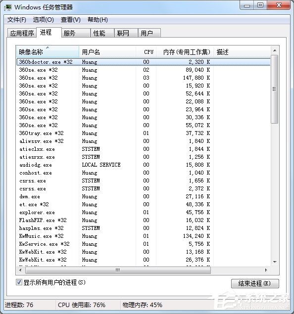Win7如何打開任務管理器？