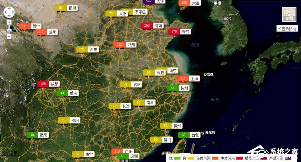 如何用百度地圖查看全國霧霾情況？