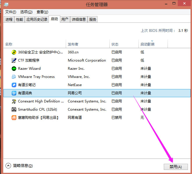 Win8系統下有道詞典開機自啟動如何關閉？