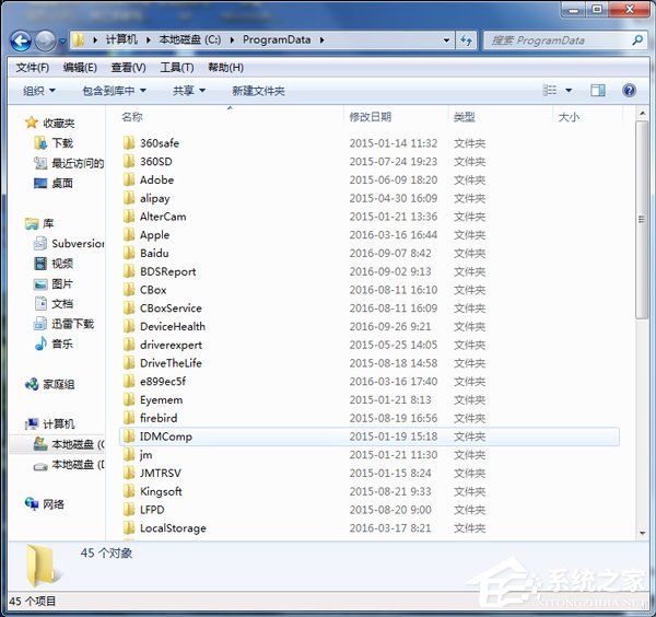 Win7系統如何查找C盤中的ProgramData文件夾？
