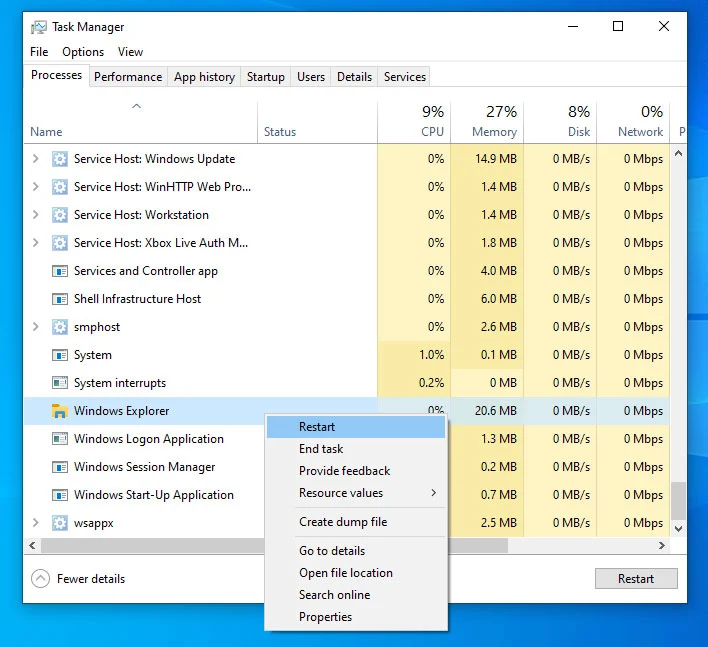 Win10系統怎么重新啟動Explorer.exe(Windows資源管理器)？