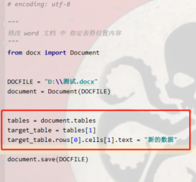 python3更改word指定表格單元格內容步驟分享