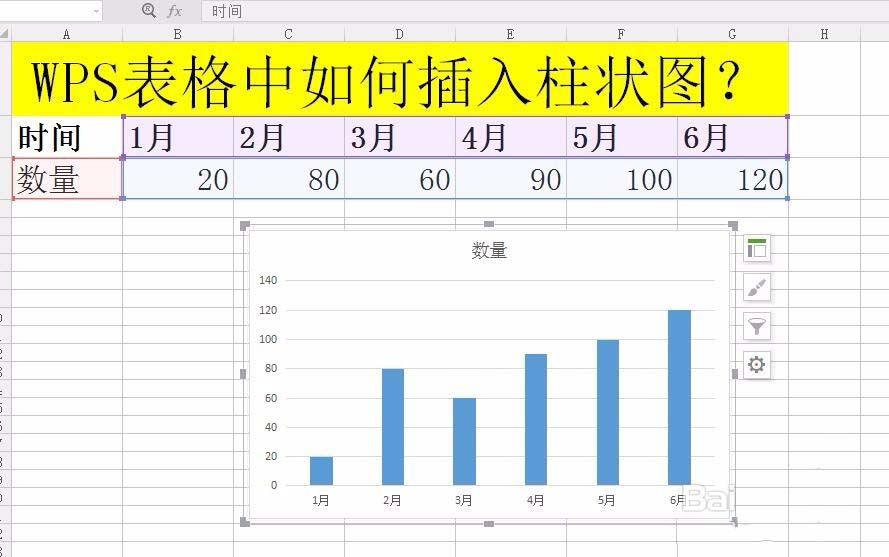 WPS表格中插入柱形圖具體操作流程