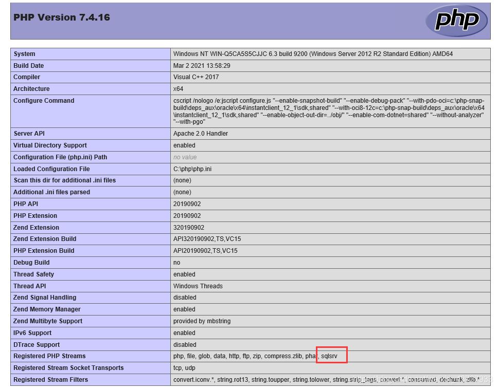 為PHP模塊添加SQL SERVER2012數據庫的步驟詳解