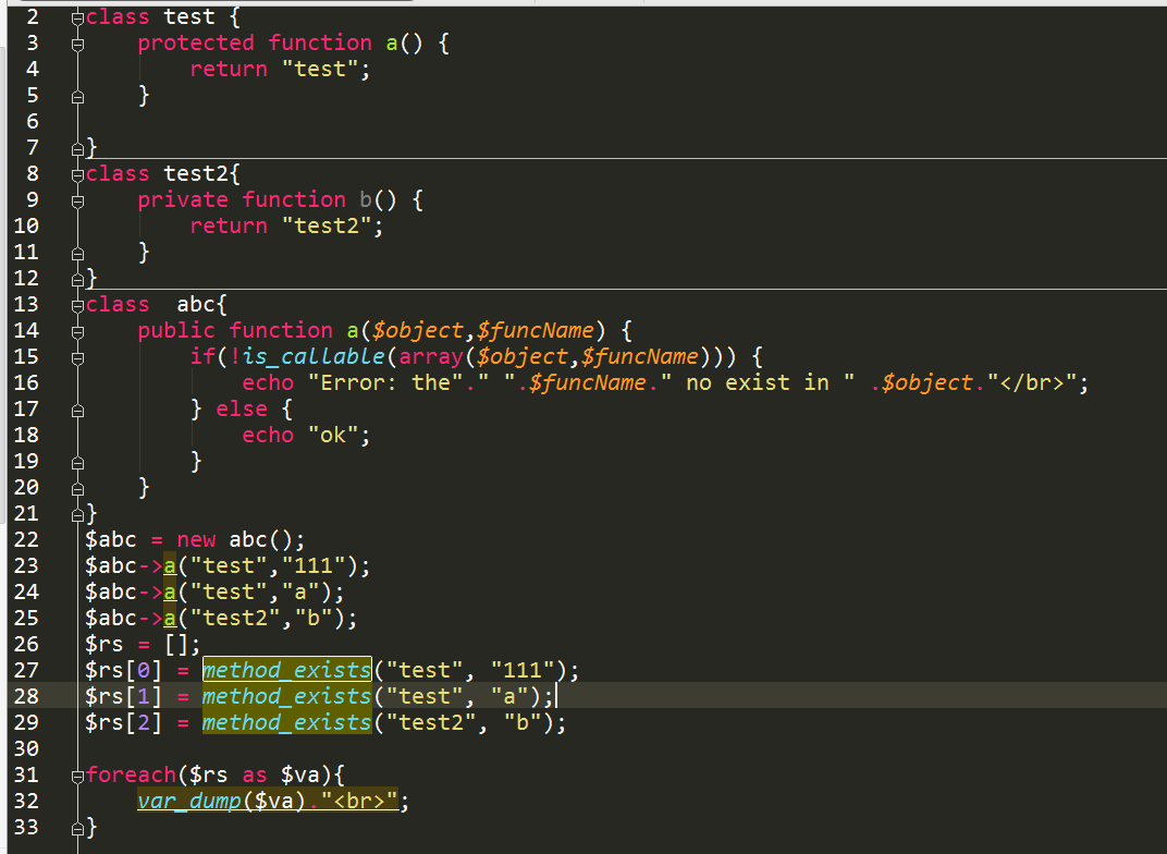 php判斷某個方法是否存在函數function_exists (),method_exists()與is_callable()區別與用法解析