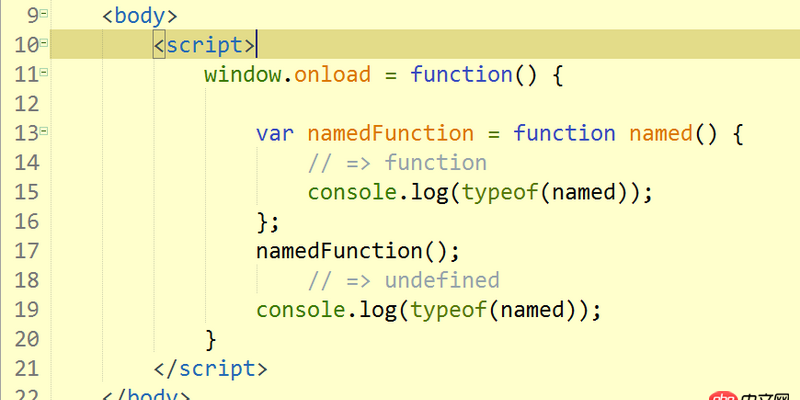 javascript - console.log(typeof(named));的位置不同，第二個為什么會顯示undefined ？