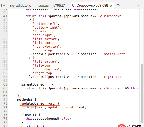 javascript - 如何在瀏覽器如chrome中審查元素時查看某個元素綁定的Vue方法？