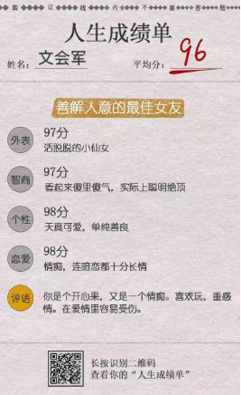 微信人生成績單二維碼在哪 測測我的人生成績單圖片怎么生成