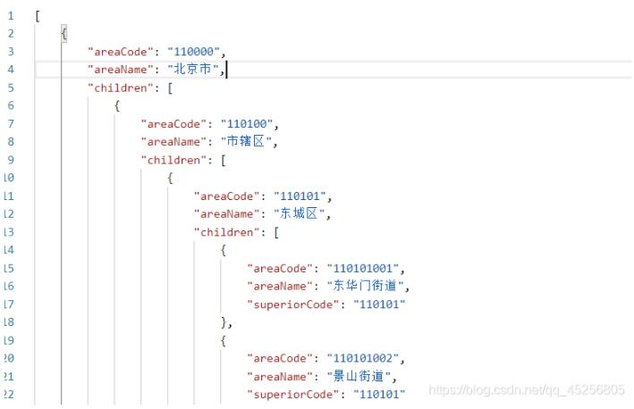 java實現省市區轉換成樹形結構