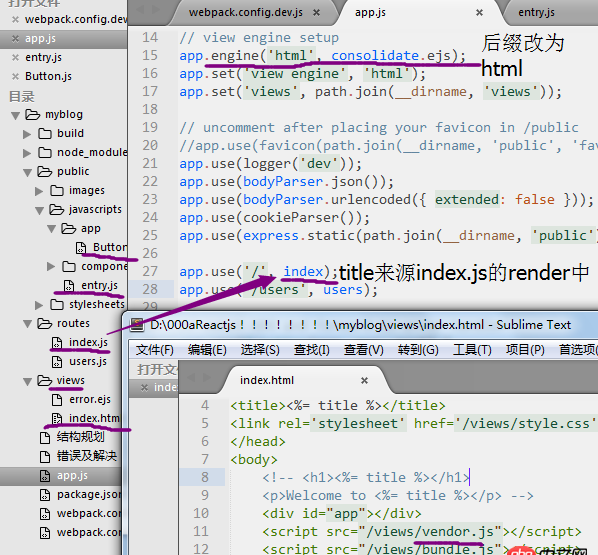node.js - 請教學長們，用webpack服務器在開發模式下打包出來的東西怎么給express服務器用？？？