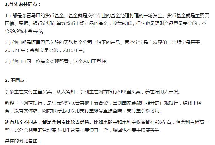 余額寶和余利寶哪個好用？余額寶和余利寶有什么區別？