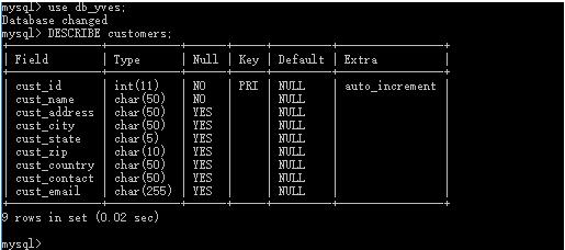 Mysql 命令行模式訪問操作mysql數據庫操作