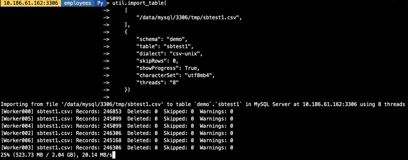 MySQL Shell import_table數據導入的實現