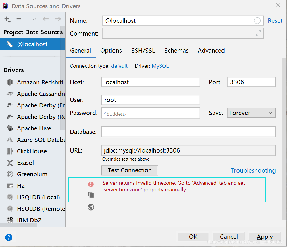 IDEA連接MySQL提示serverTimezone的問題及解決方法