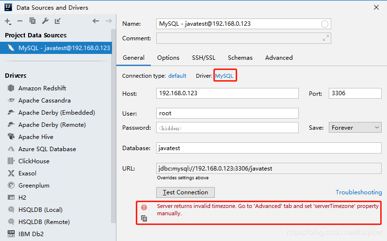 IDEA連接mysql又報錯！Server returns invalid timezone. Go to tab and set serverTimezone  prope的問題