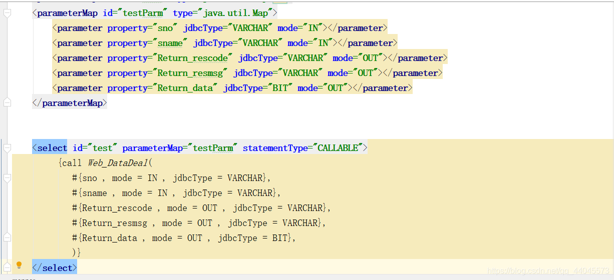 mybatis調用sqlserver存儲過程返回結果集的方法