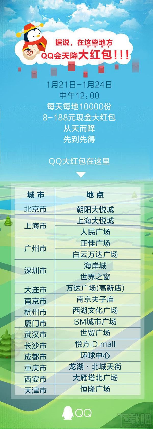 QQ天降紅包會在哪里出現？QQ天降紅包出現時間表匯總