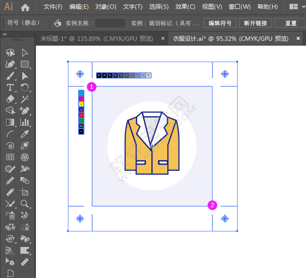ai怎么在做好的對象上插入一個裁切標記