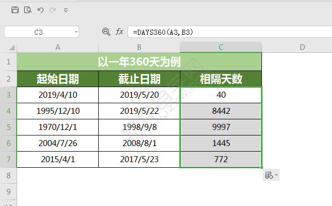 wps中DAYS360函數是什么意思