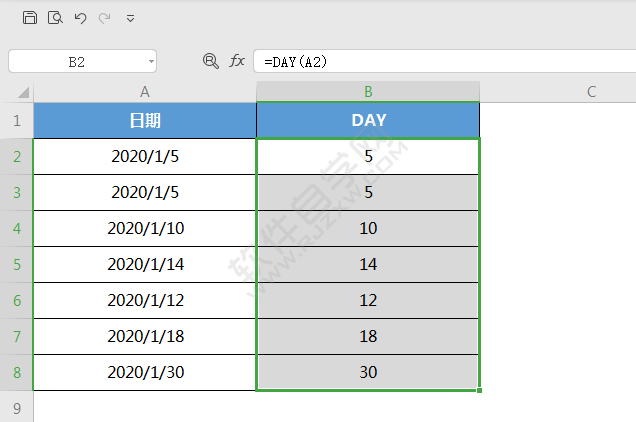wps中DAY函數怎么用