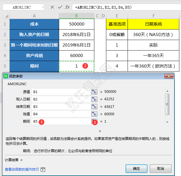 wps中amorlinc函數怎么用