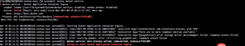我在centos容器里安裝docker，也就是在容器里安裝容器，報錯了？