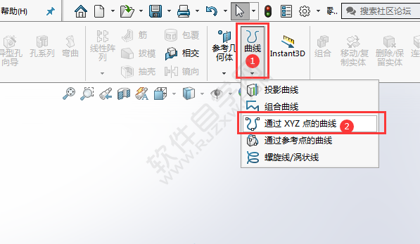 solidworks怎么通過XYZ點的曲線畫曲線