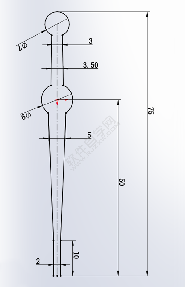 用SolidWorks畫一個夾子，用曲面的方法。