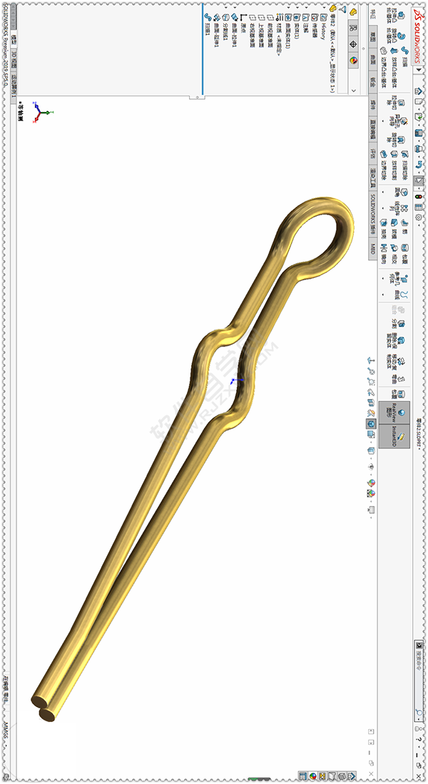 用SolidWorks畫一個夾子，用曲面的方法。