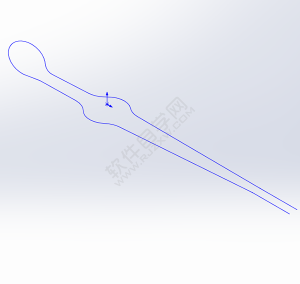 用SolidWorks畫一個夾子，用投影曲線來創建。