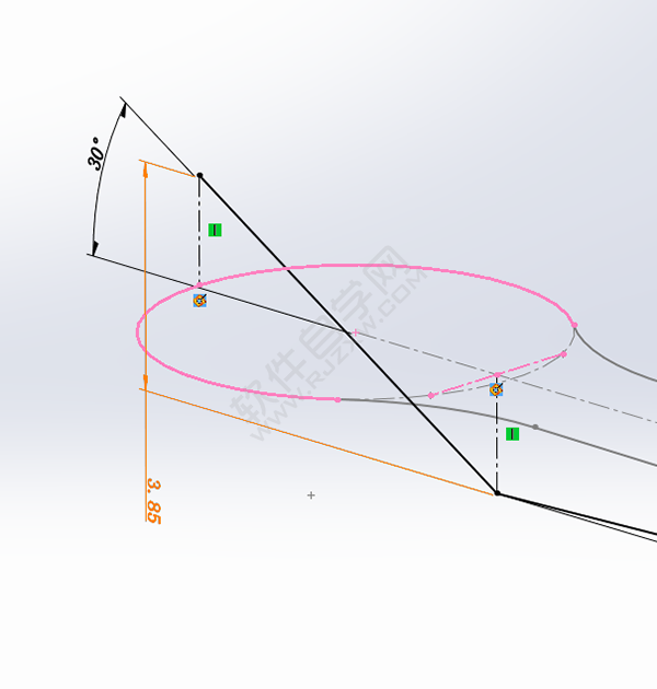 用SolidWorks畫一個夾子，用投影曲線來創建。