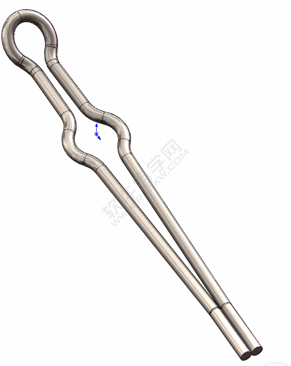 用SolidWorks畫一個夾子，用投影曲線來創建。