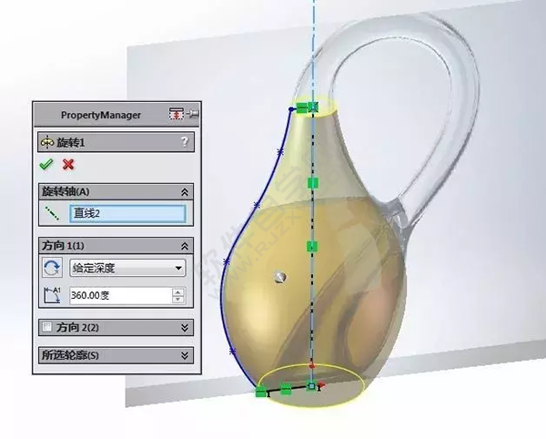 SolidWorks建模練習：用放樣、掃描特征做的克萊因瓶子