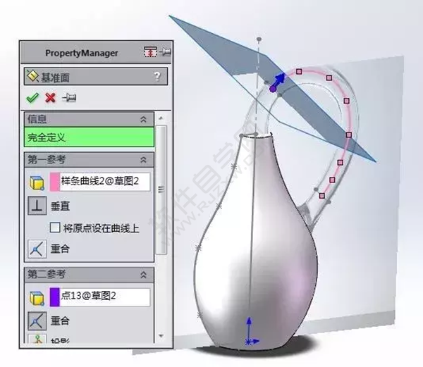 SolidWorks建模練習：用放樣、掃描特征做的克萊因瓶子
