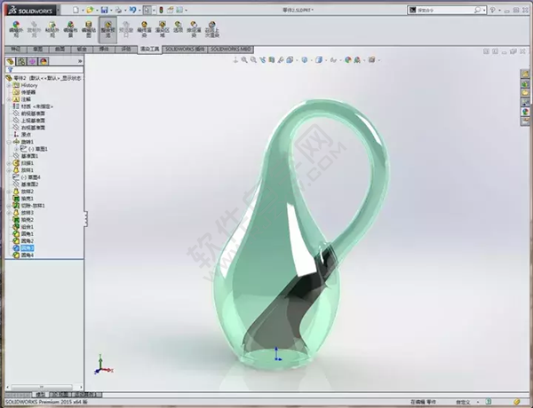 SolidWorks建模練習：用放樣、掃描特征做的克萊因瓶子