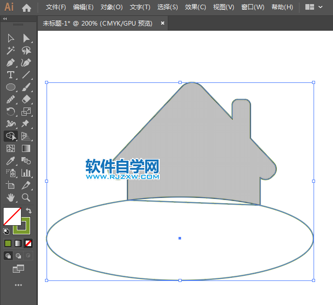 ai怎么畫綠色小屋圖標