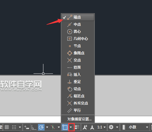 CAD2019怎么捕捉端點