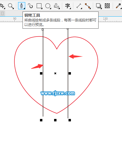 CDR設計蝴蝶心結簡筆畫教程