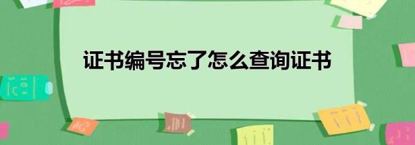 證書編號忘了怎么查詢證書