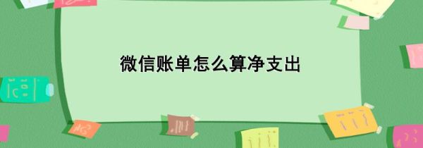 微信賬單怎么算凈支出